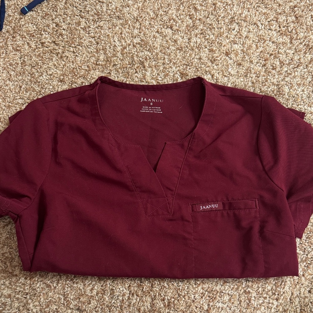 Jaanuu Women's Deep Red Short Sleeve scrub Top